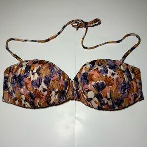 H&M Floral‎ Bandeau Bikini Top in Purple & Tan